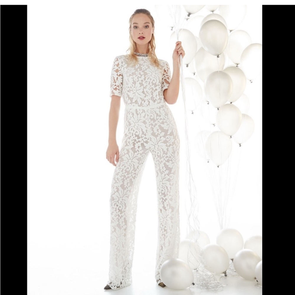 Diane Von Furstenberg White Lace Jumpsuit